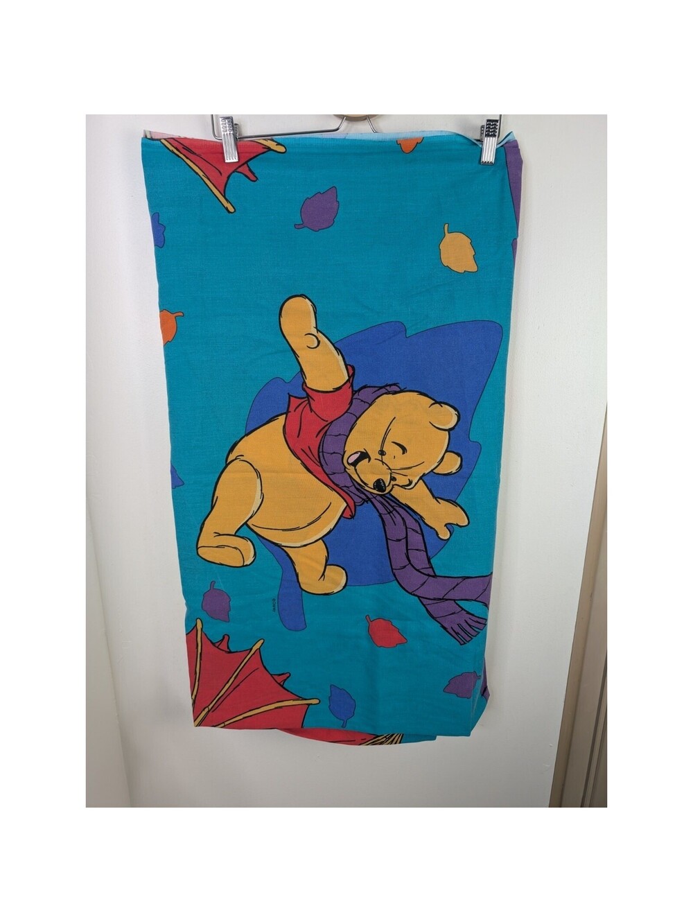 Winnie The Pooh Tigger Vintage Blustery Day Flat Sheet Twin Turquoise Fall Leaf